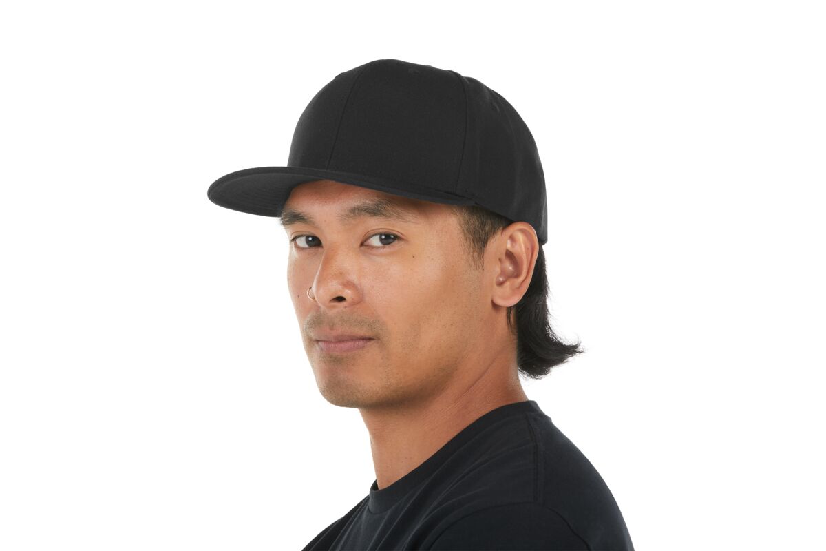 recycled-poly-classic-6-panel-hat-v8 WebPDP-HAT001002_Recycled_Poly_Classic_6Panel_Hat_Black_Studio_Harper_Studios_0723_Side_3__HAT001002OS.jpg