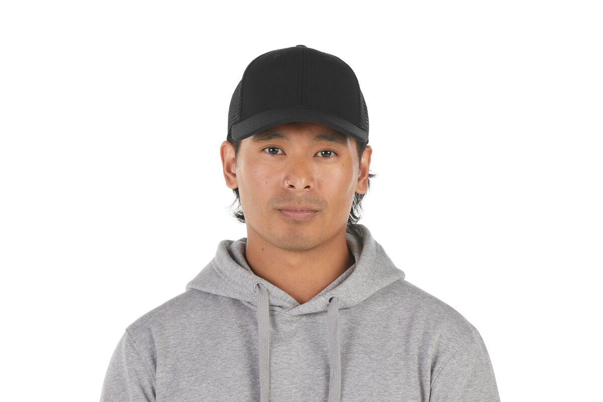 recycled-poly-low-profile-trucker-hat-r6 WebPDP-HAT002002_Recycled_Poly_Low_Profile_Trucker_Hat_Black_Studio_Harper_Studios_0723_Front__HAT002002OS.jpg