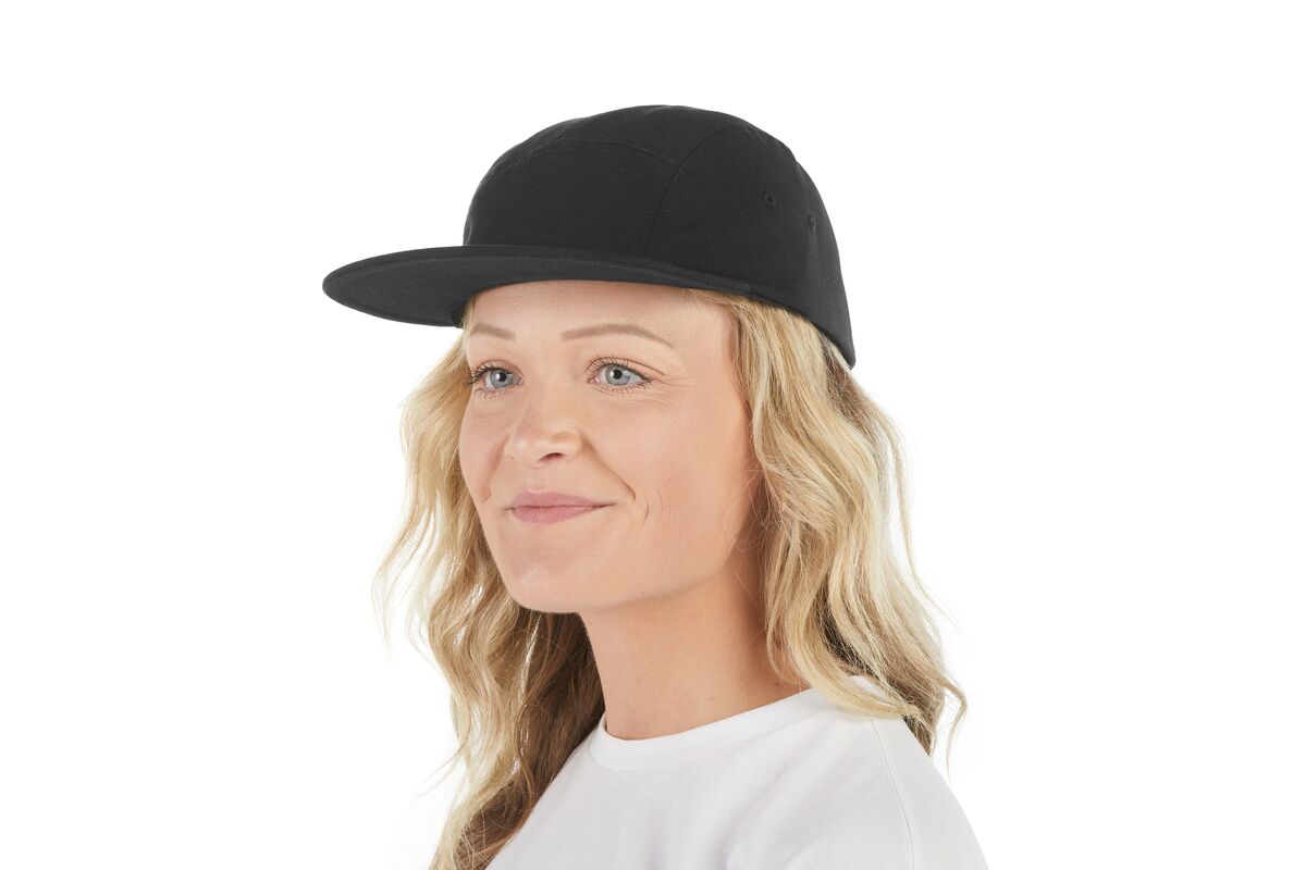 recycled-poly-flat-brim-5-panel-hat-i6 WebPDP-HAT003002_Recycled_Poly_Flat_Brim_5Panel_Hat_Black_Studio_Harper_Studios_0723_Front_2__HAT003002OS.jpg
